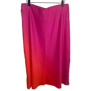 Target Pink Ombre Satin Midi Skirt Elastic Waist XL